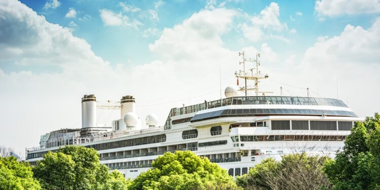 A luxury yacht docked