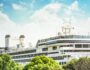 A luxury yacht docked
